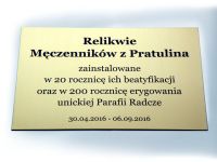 Tablica grawerowana-informacja pod relikwiarz